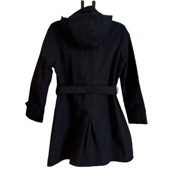 Createmo.us Black Trench Coat Double-Breasted Belted Coat Women’s Size Large L - Picture 3 of 16
